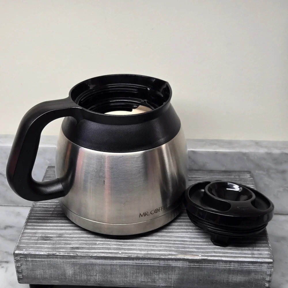 Mr. Coffee Carafe Stainless Steel Thermal 8 Cup Pot Replacement Black Lid Handle